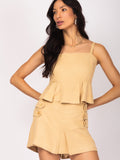 Cropped peplum em tecido texturizado
