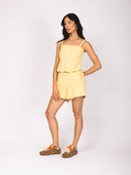 Cropped peplum em tecido texturizado