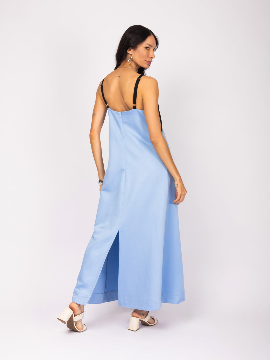 Vestido midi bicolor