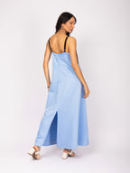 Vestido longo bicolor