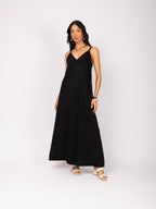 Vestido longo bicolor