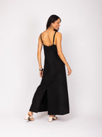 Vestido longo bicolor