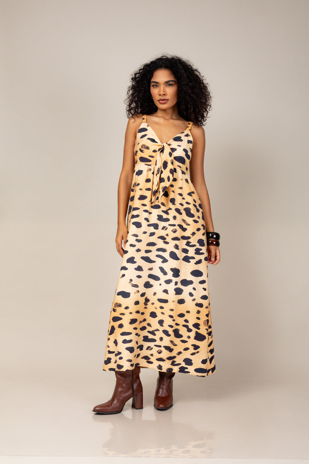 Vestido midi animal print