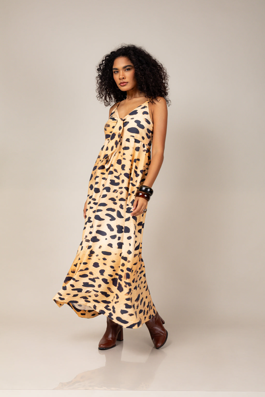 Vestido midi animal print