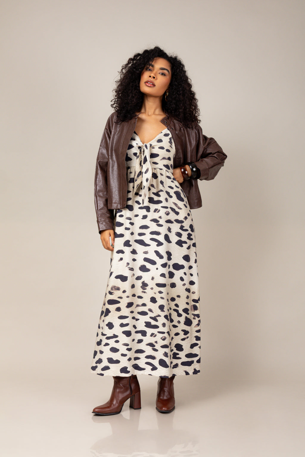 Vestido midi animal print