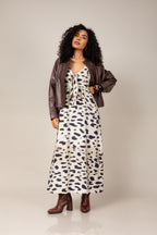 Vestido midi animal print