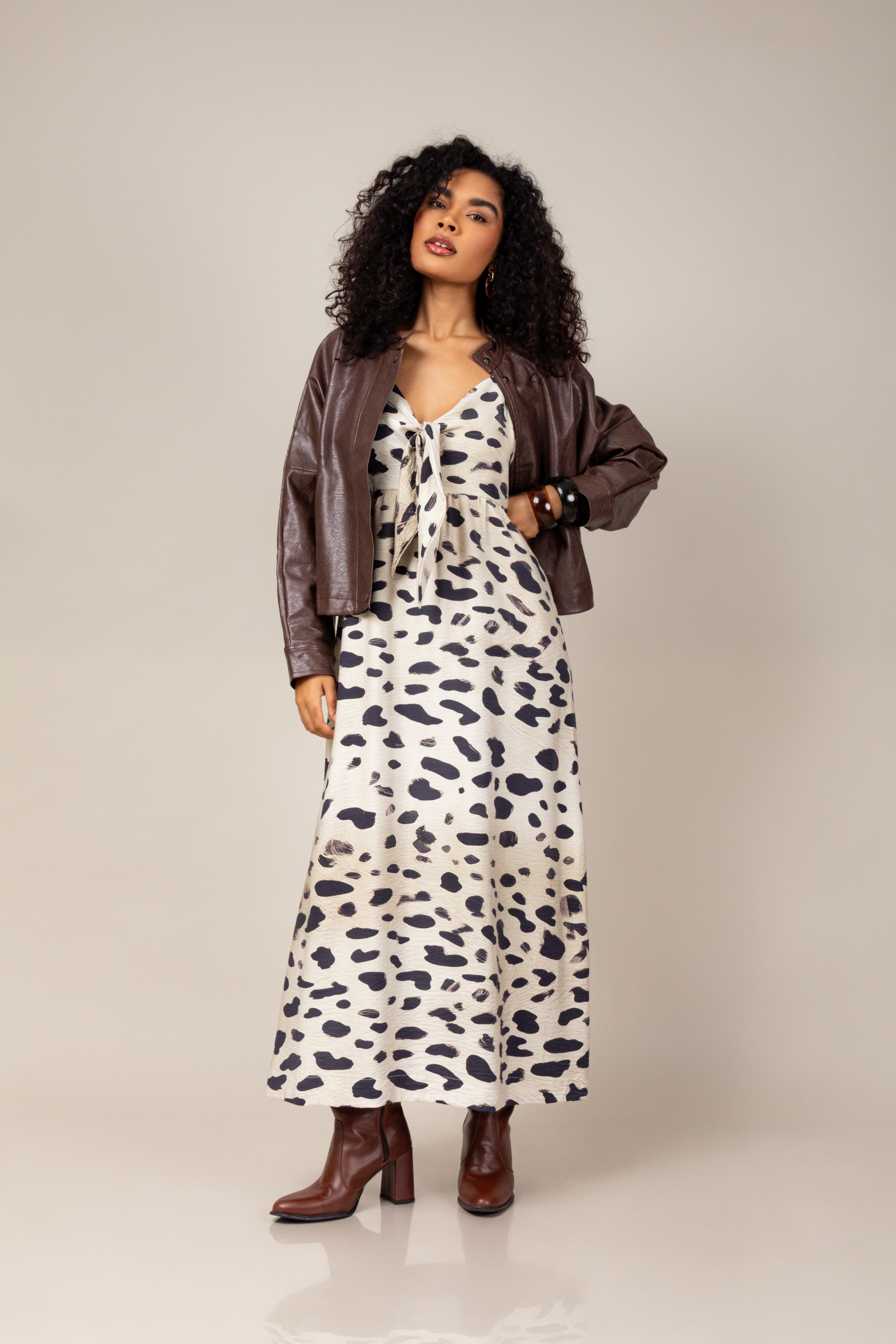 Vestido midi animal print