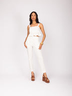 Conjunto alfaiataria com cropped peplum