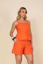 Conjunto alças e short linho
