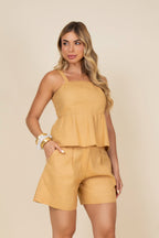 Conjunto alças e short linho