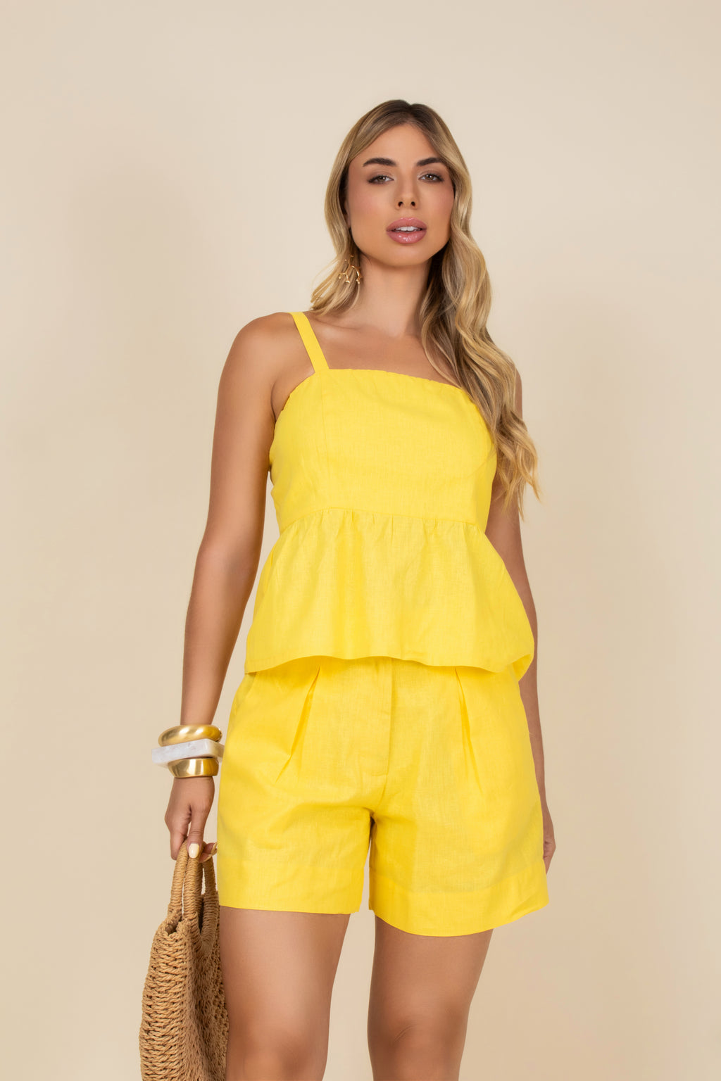 Conjunto alças e short linho