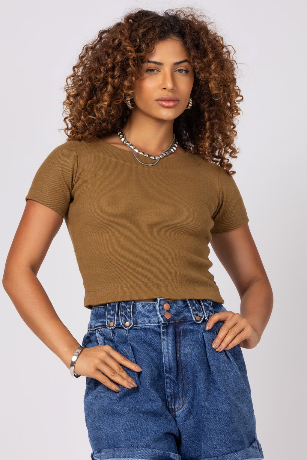 Cropped ribana com mangas