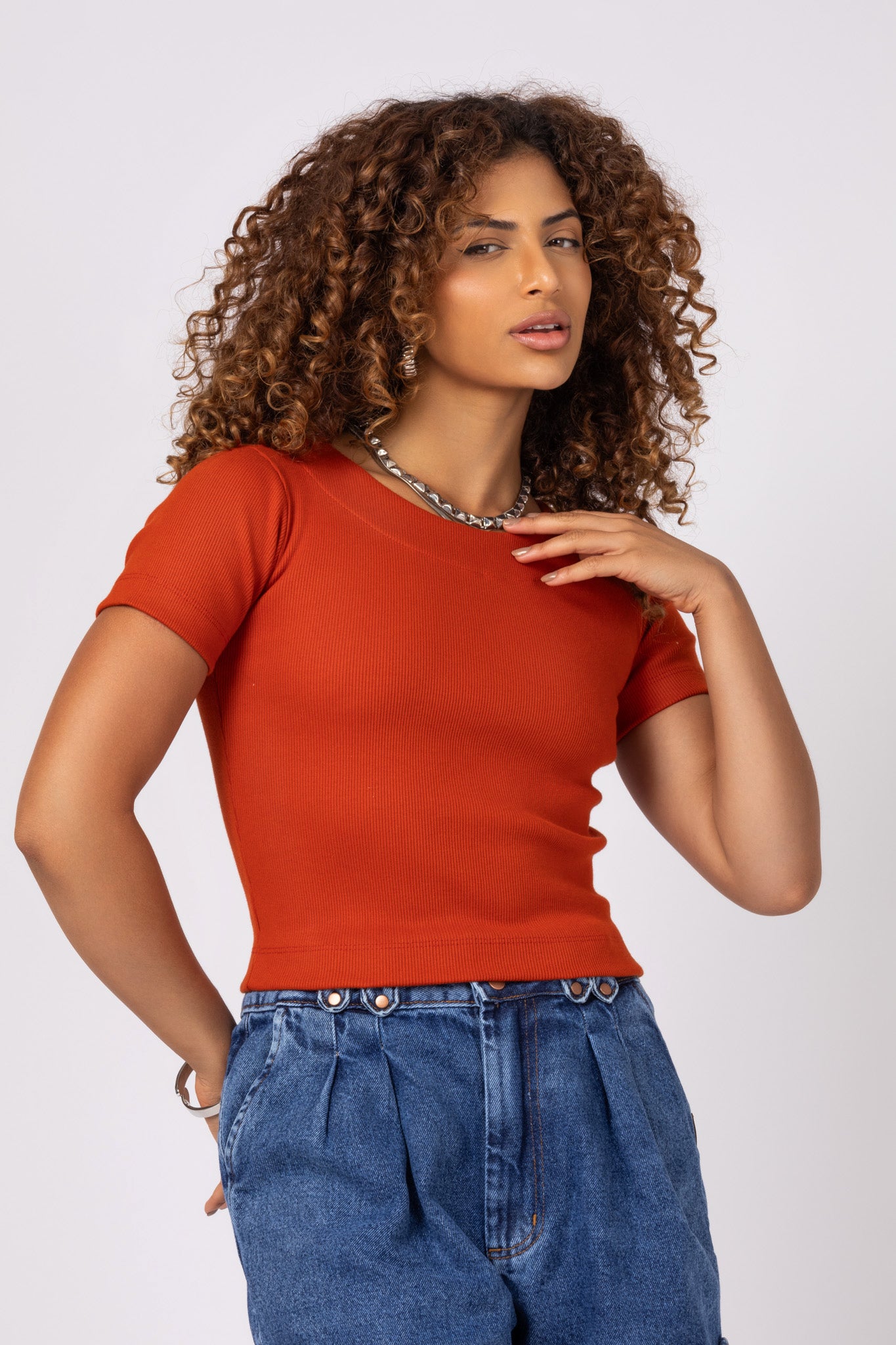 Cropped ribana com mangas