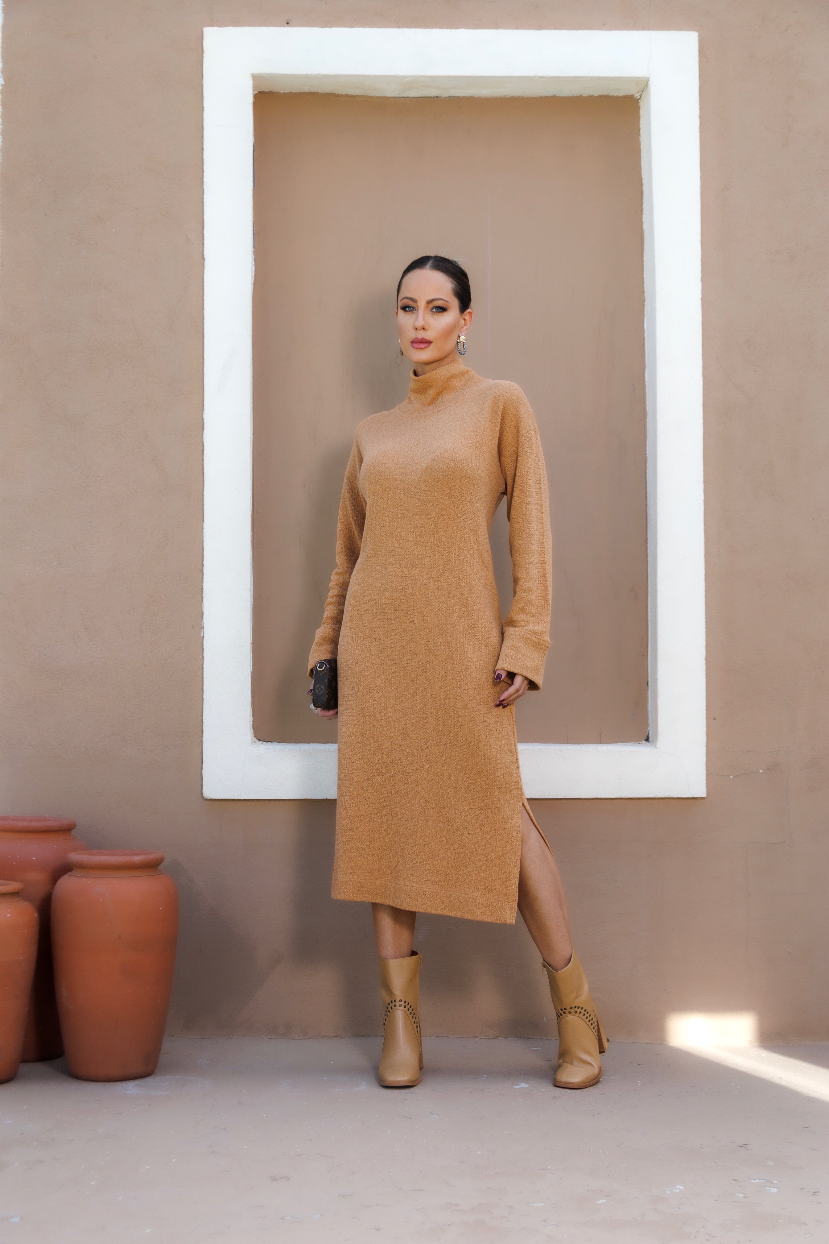 Vestido de tricô boucle