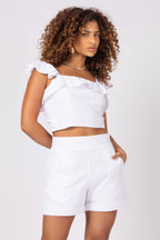 Conjunto de top com babados e short laise