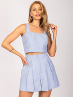 Conjunto de top e short saia