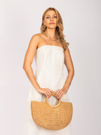 Vestido sem alças em linho