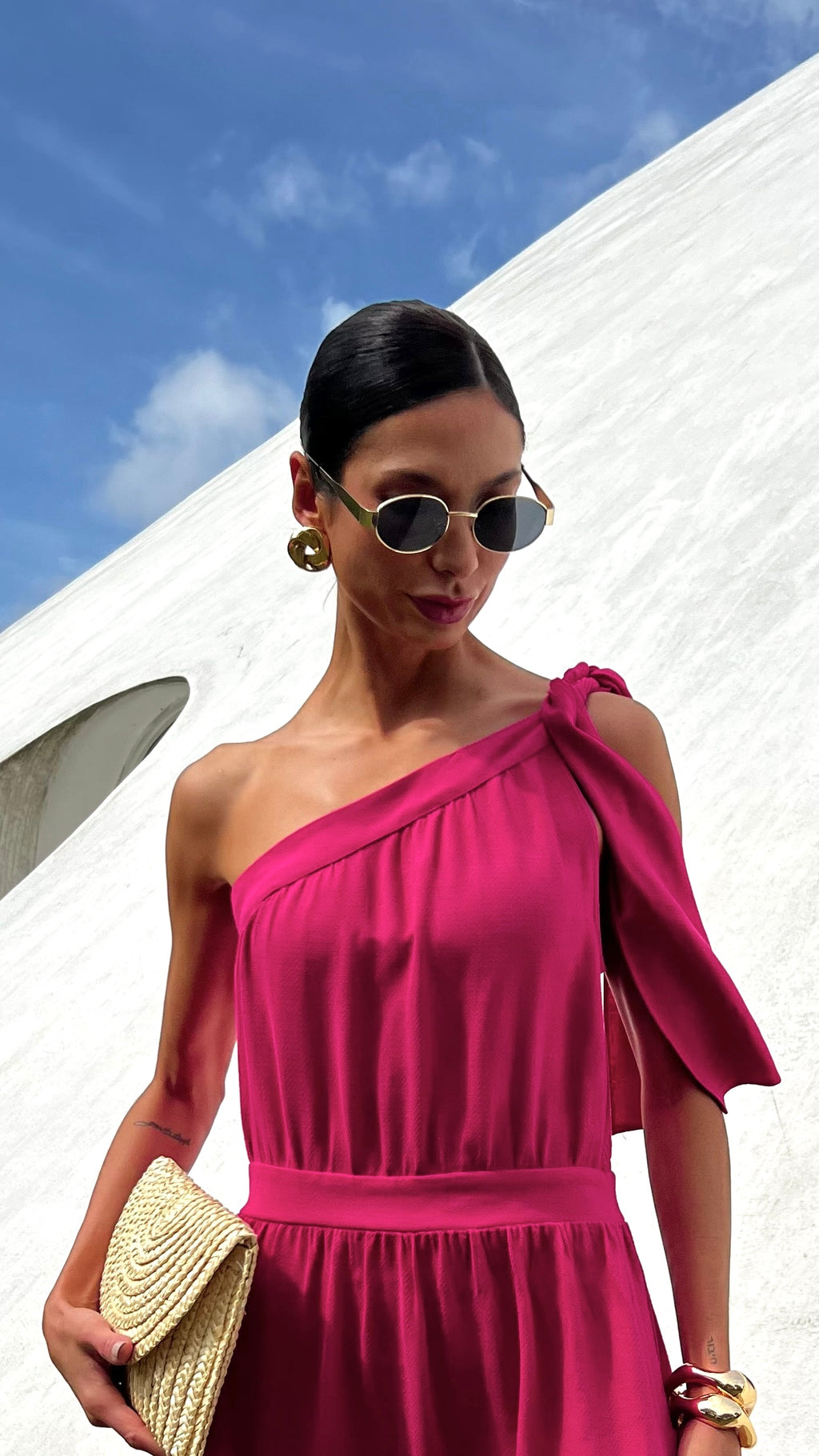 Vestido maxi ombro único