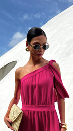 Vestido maxi ombro único