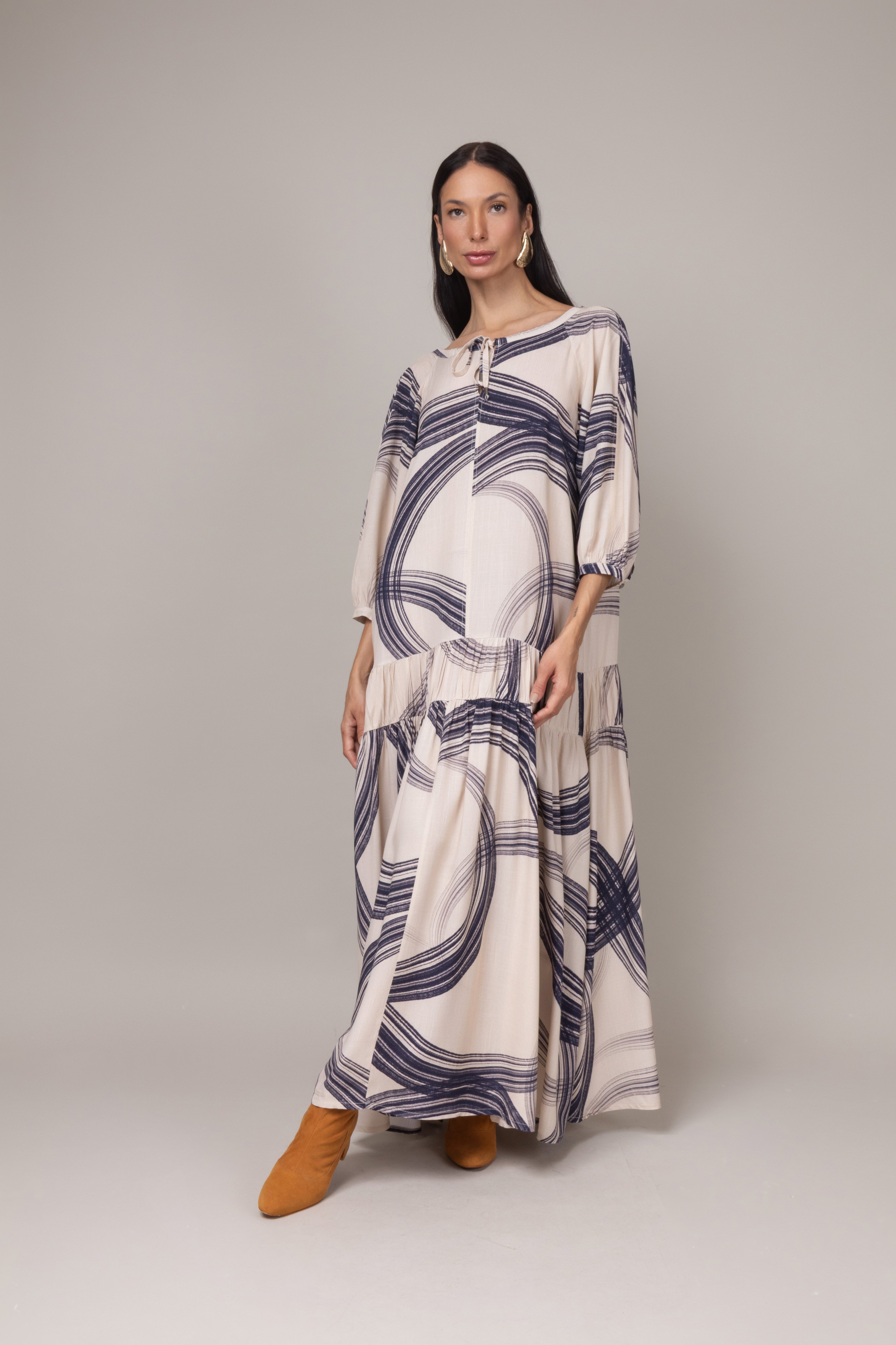 Vestido longo estampado boho