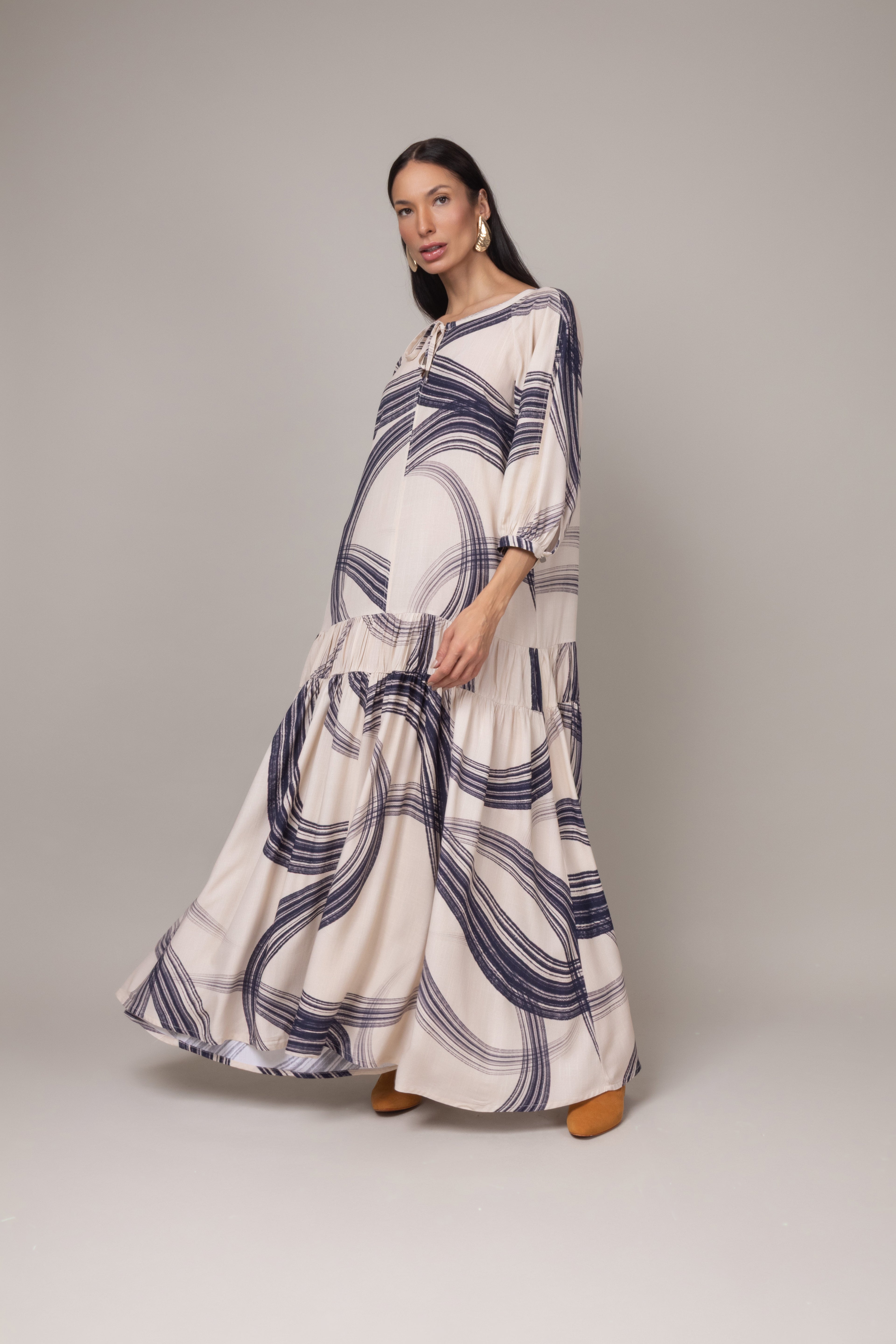 Vestido longo estampado boho