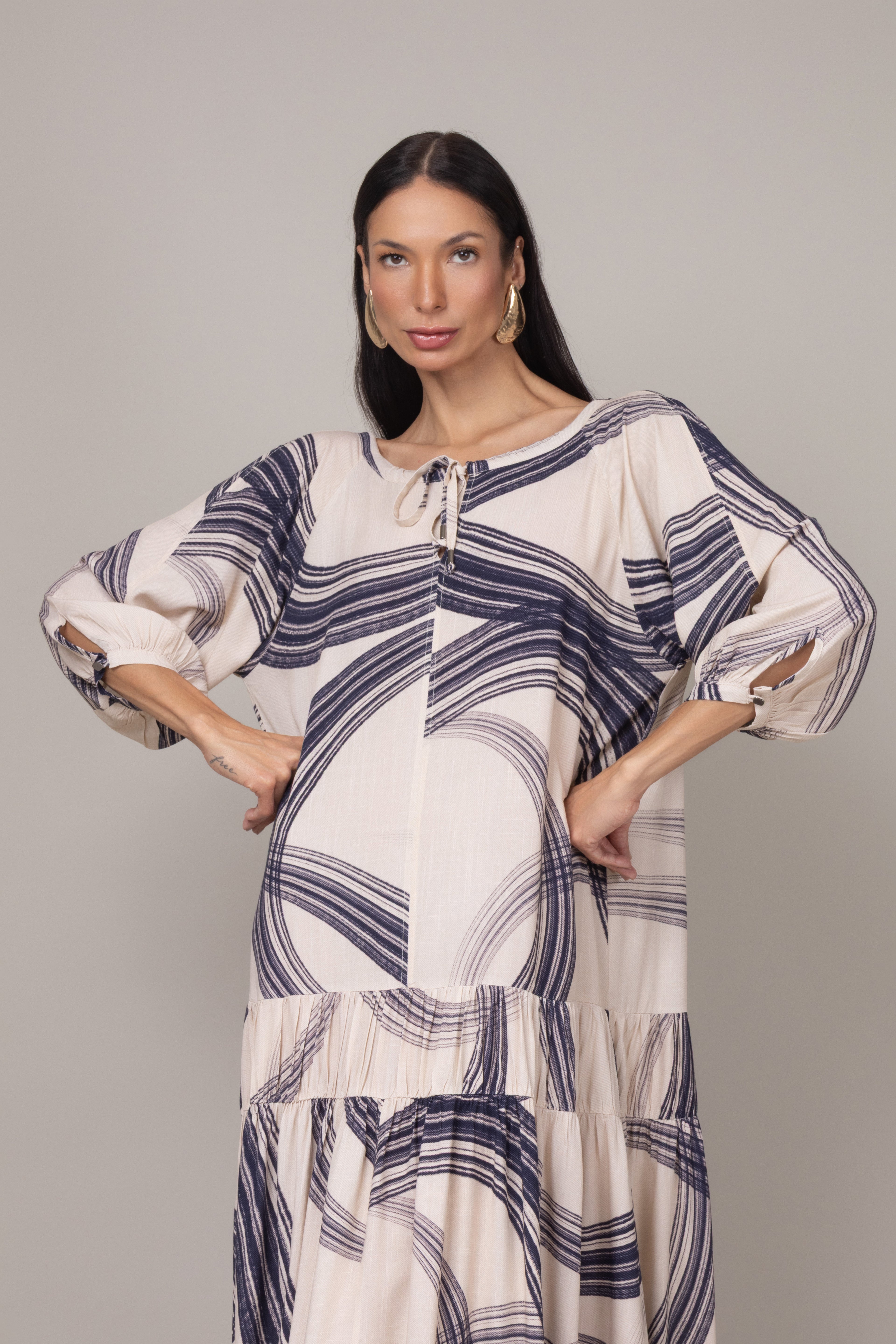Vestido longo estampado boho