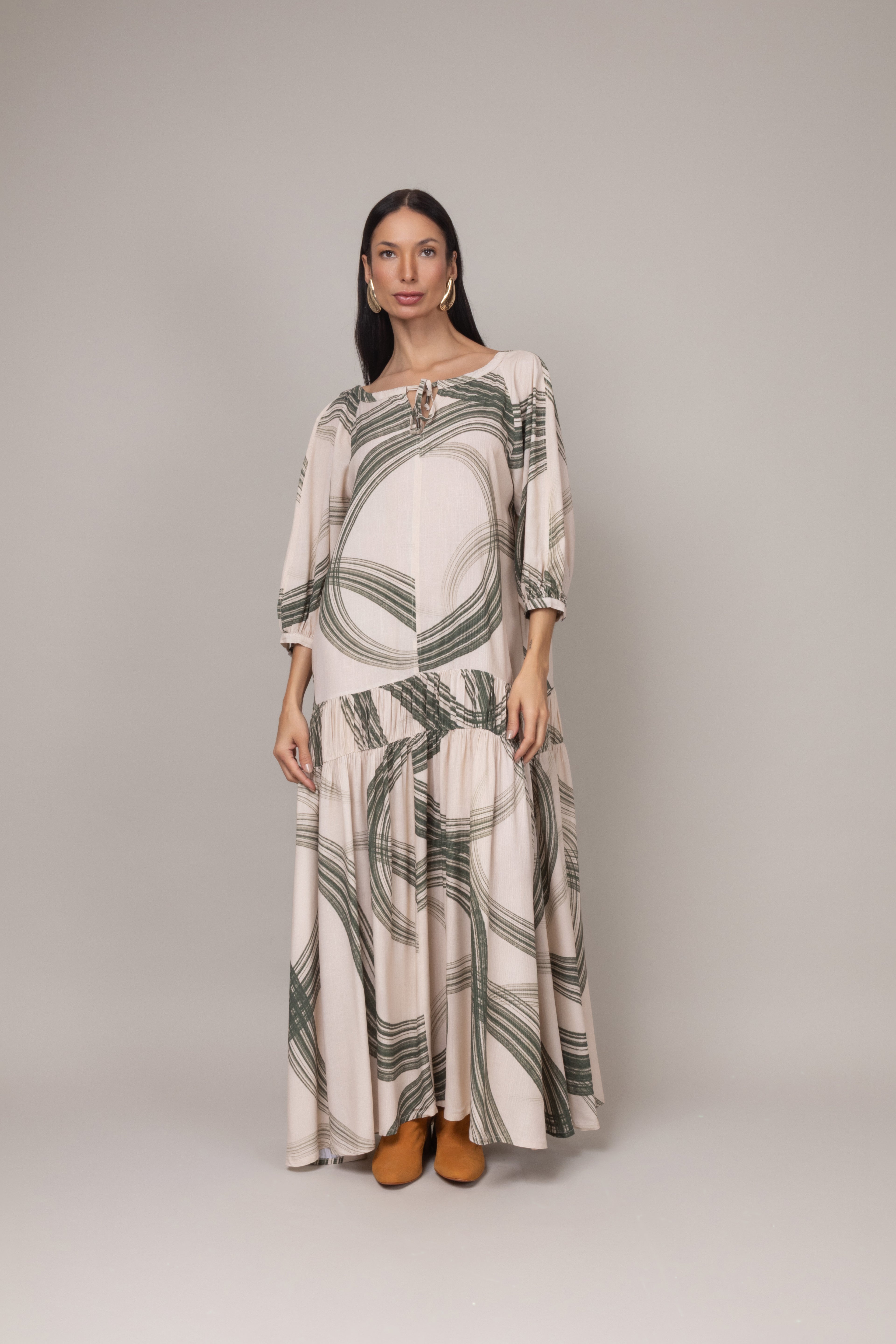 Vestido longo estampado boho