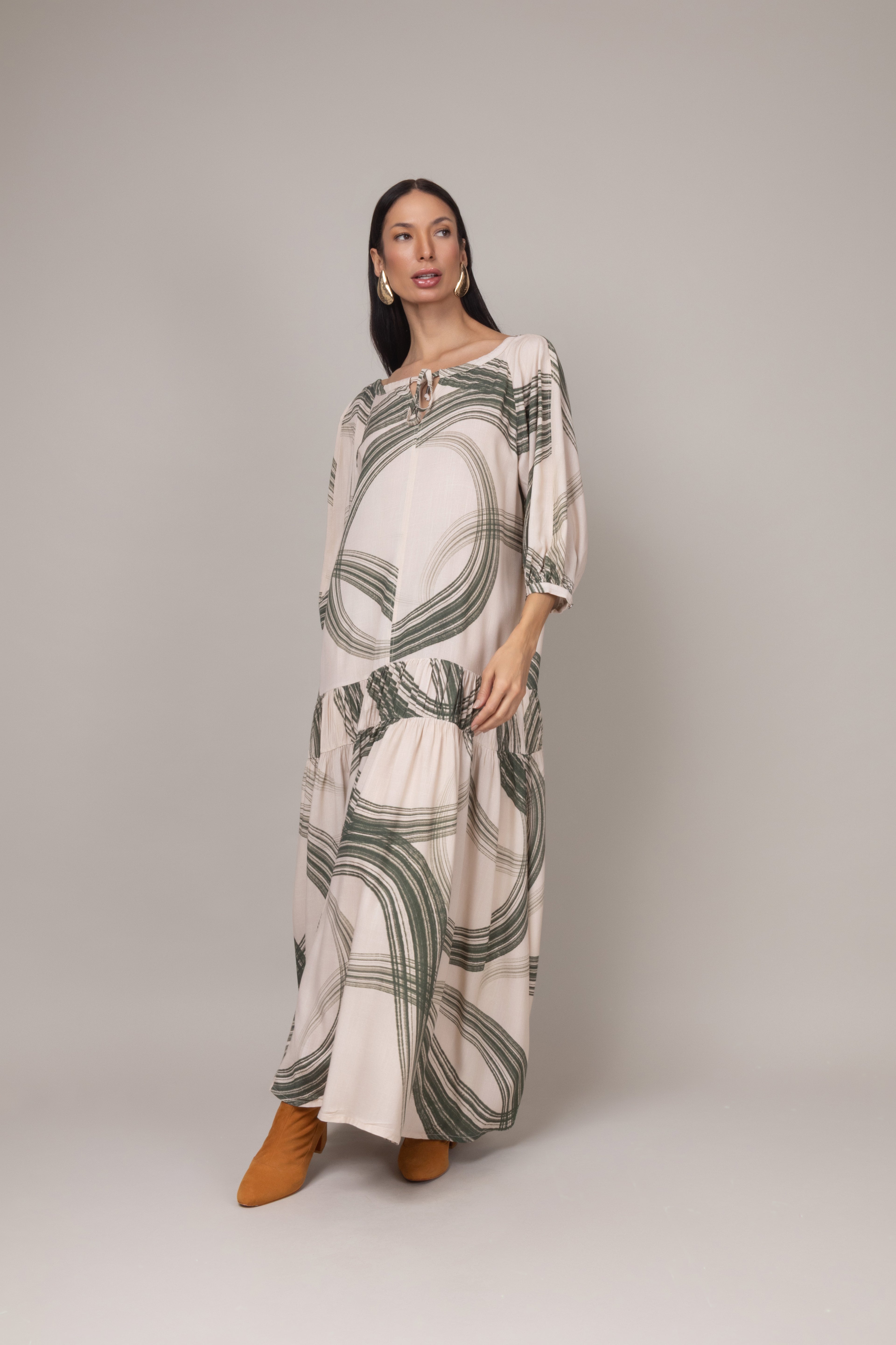 Vestido longo estampado boho