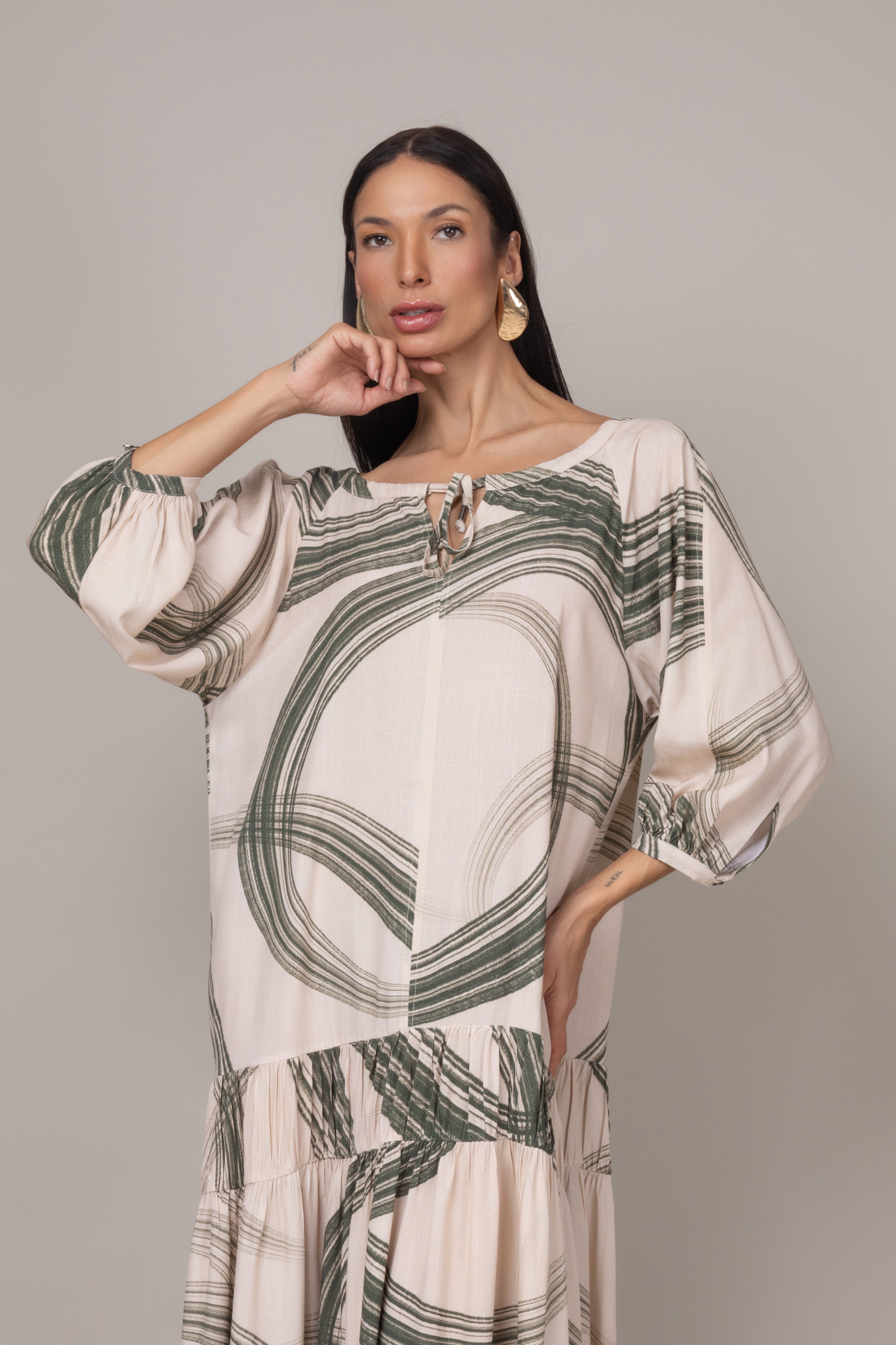 Vestido longo estampado boho