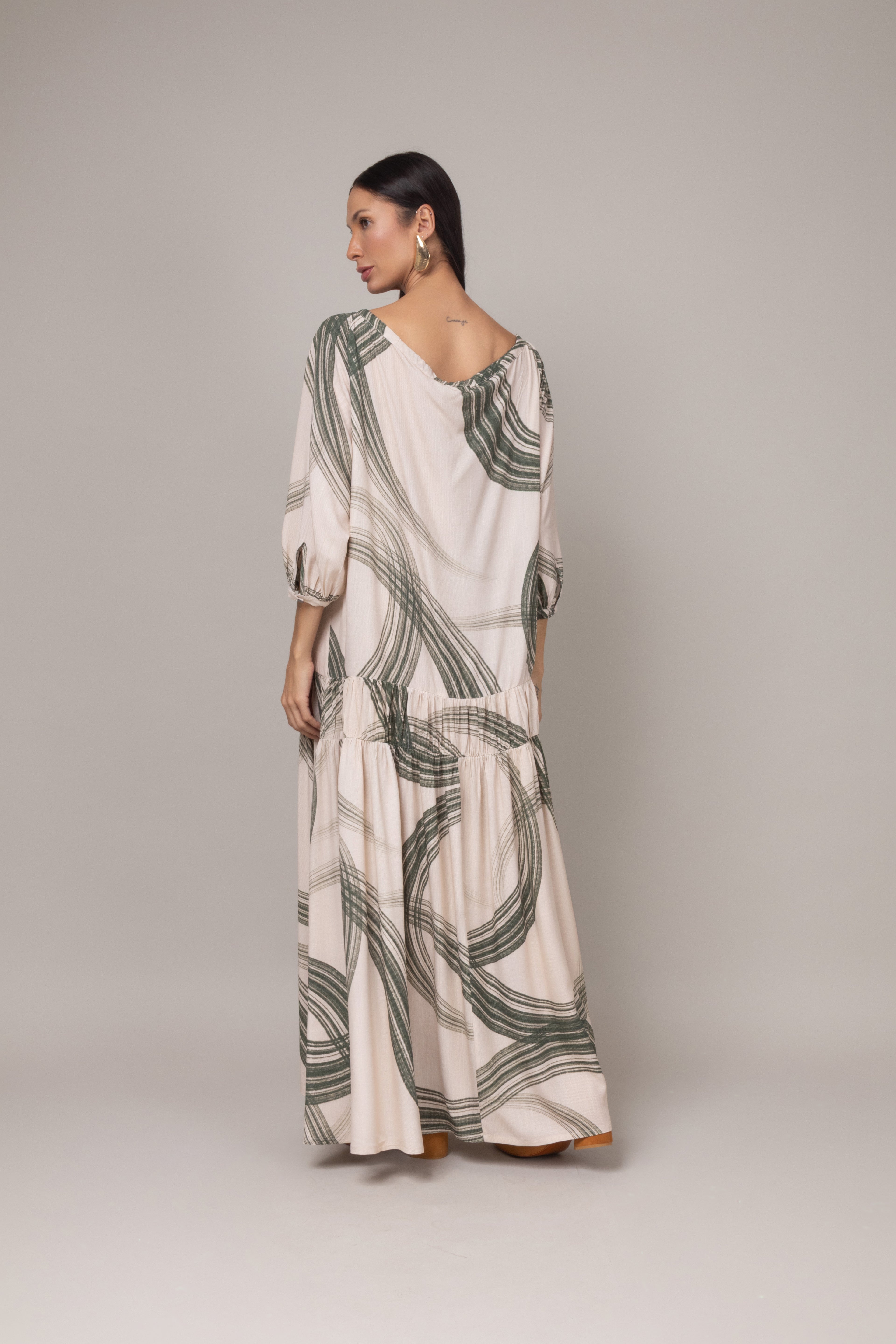 Vestido longo estampado boho