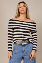 Blusa ombro a ombro listrada