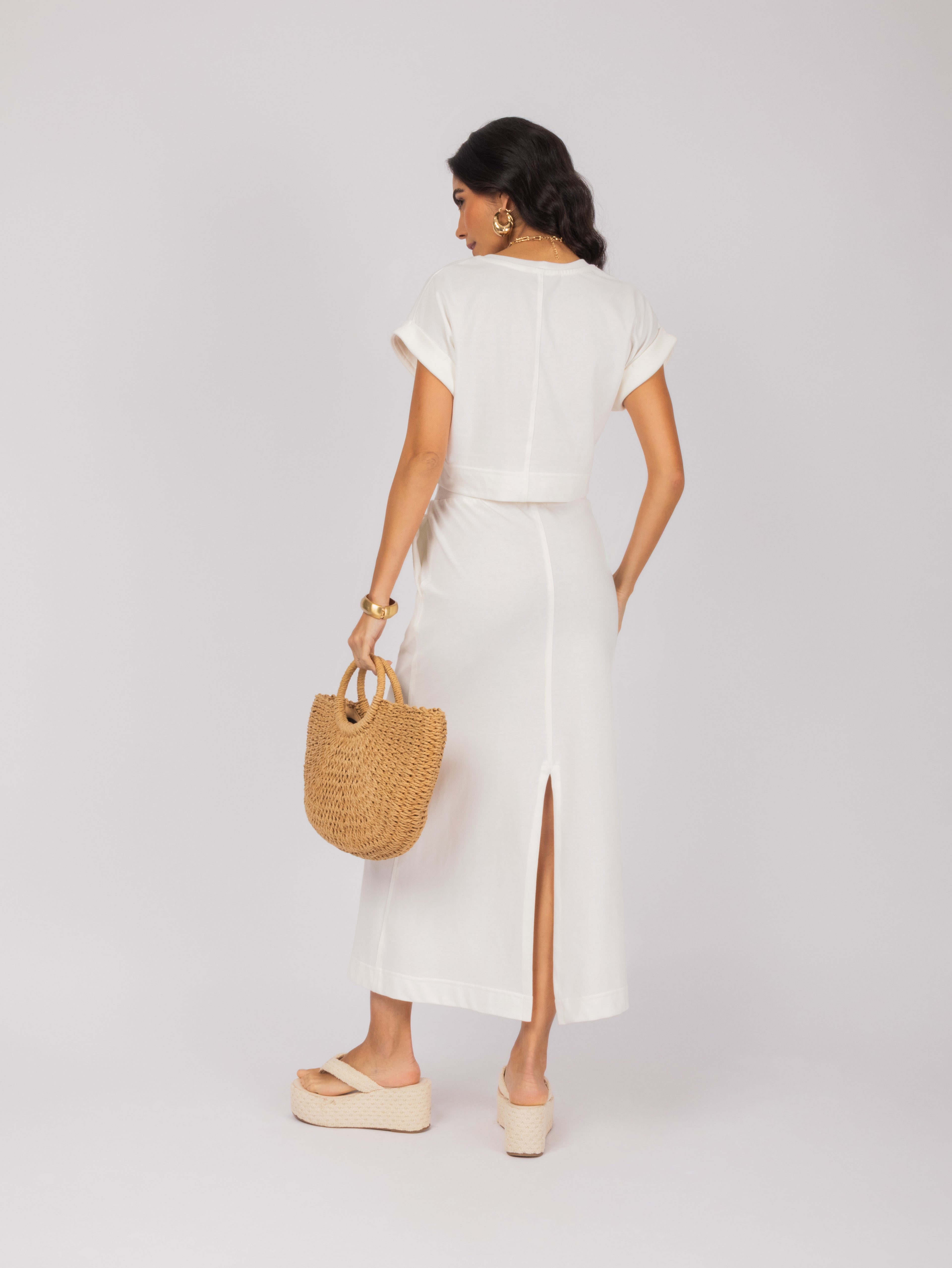 Conjunto de saia com amarração na cintura