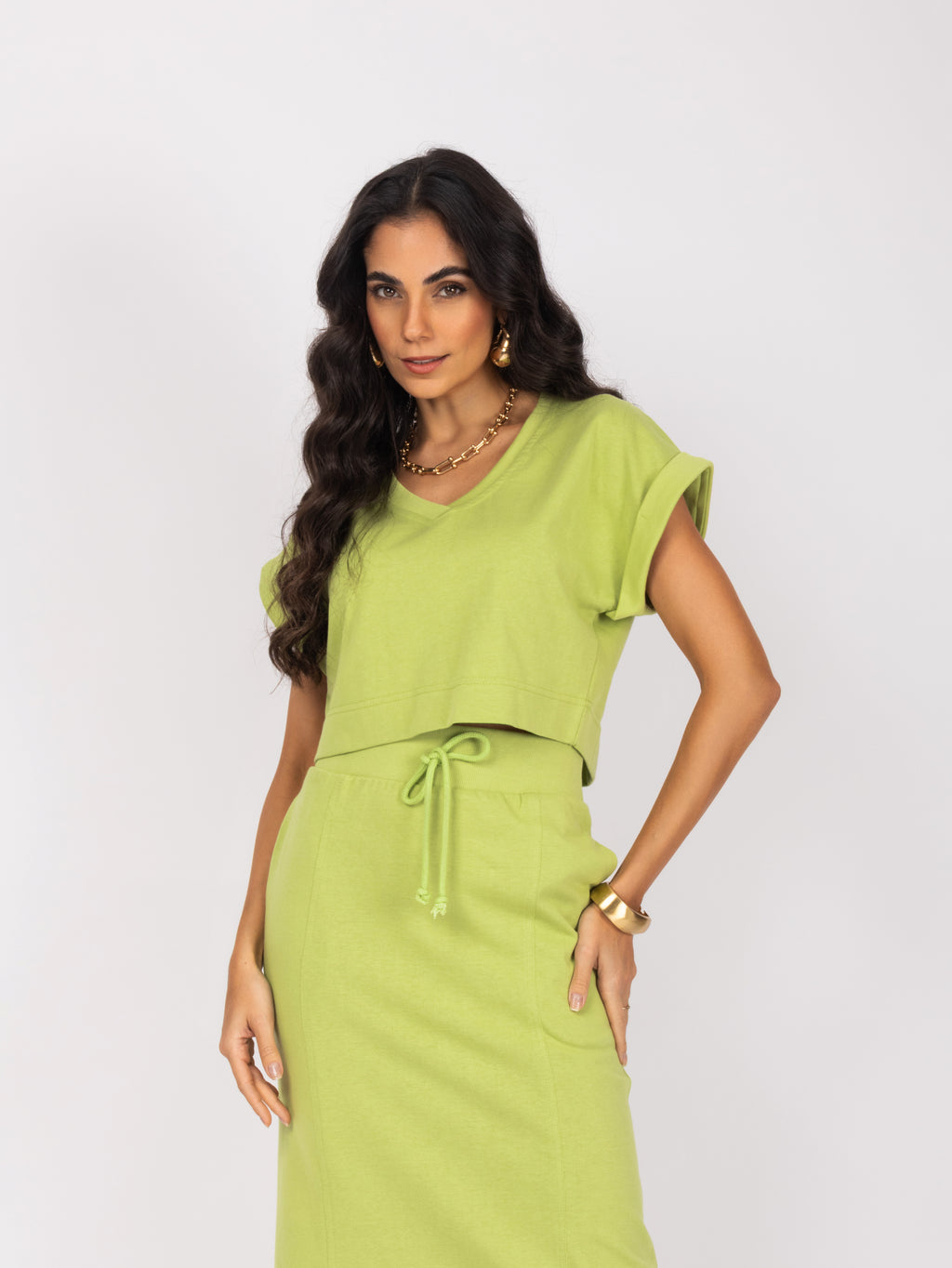 Conjunto de saia com amarração na cintura