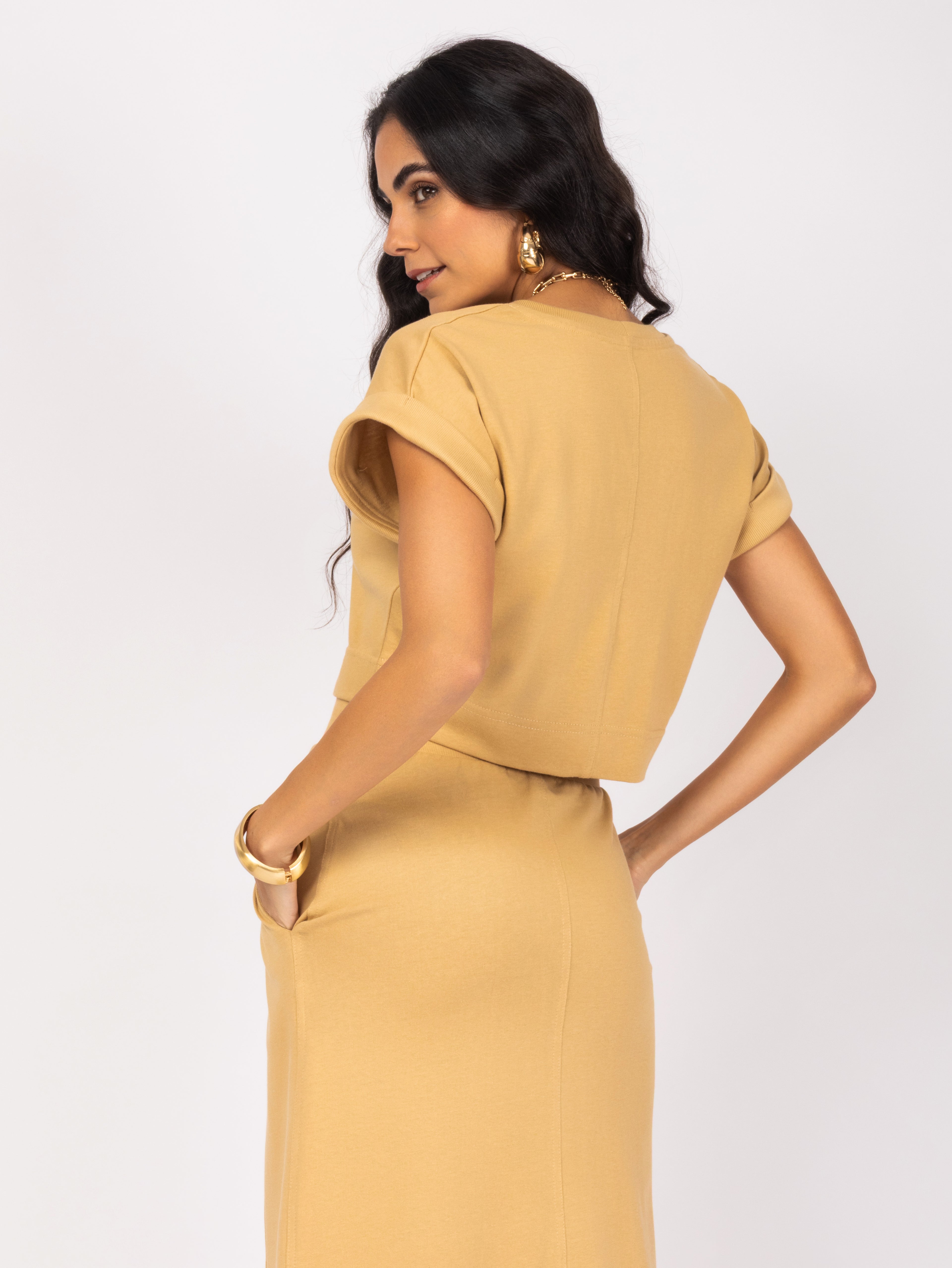 Conjunto de saia com amarração na cintura