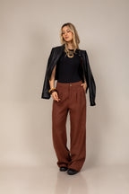 Calça pantalona de linho