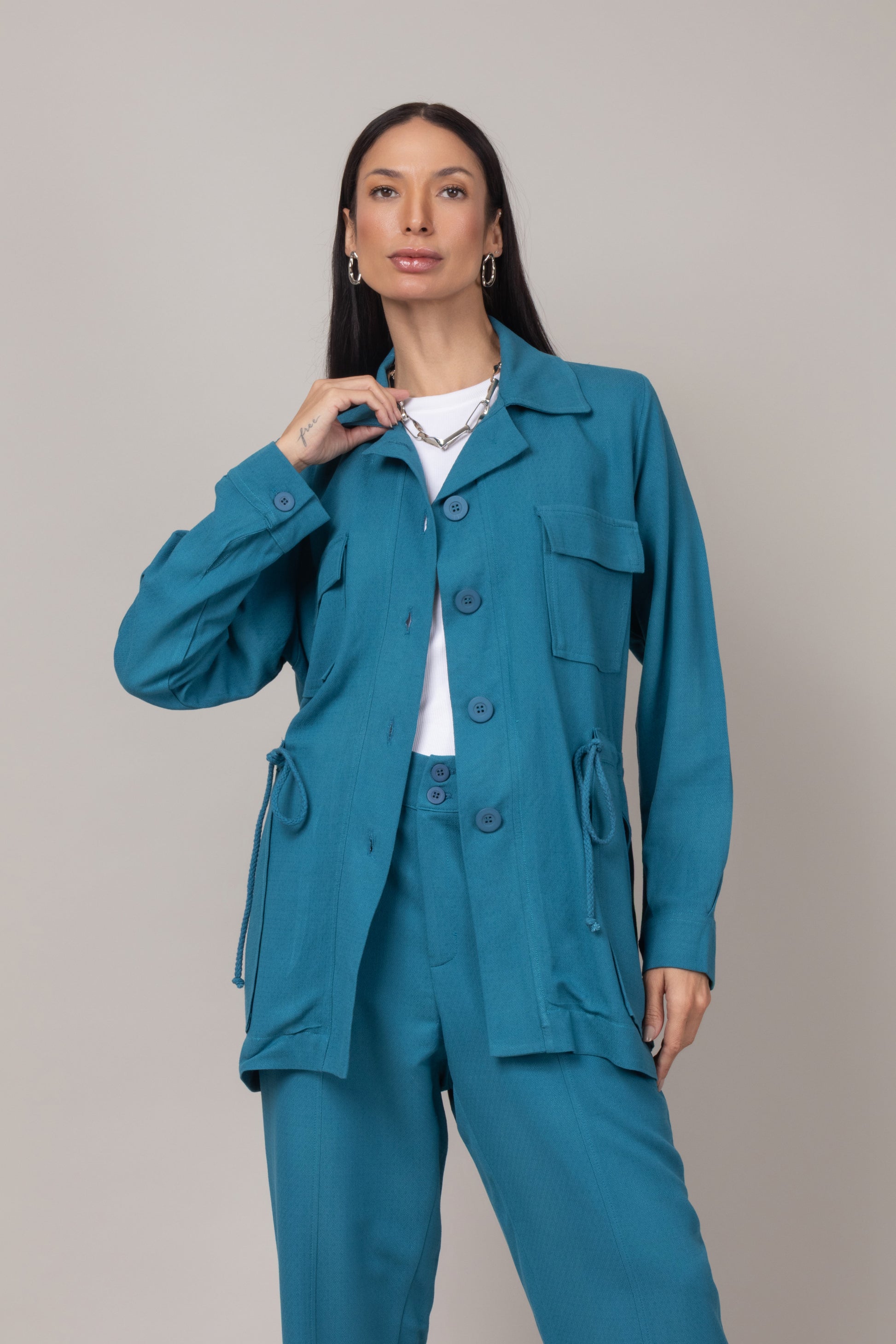 Parka com ajuste na cintura