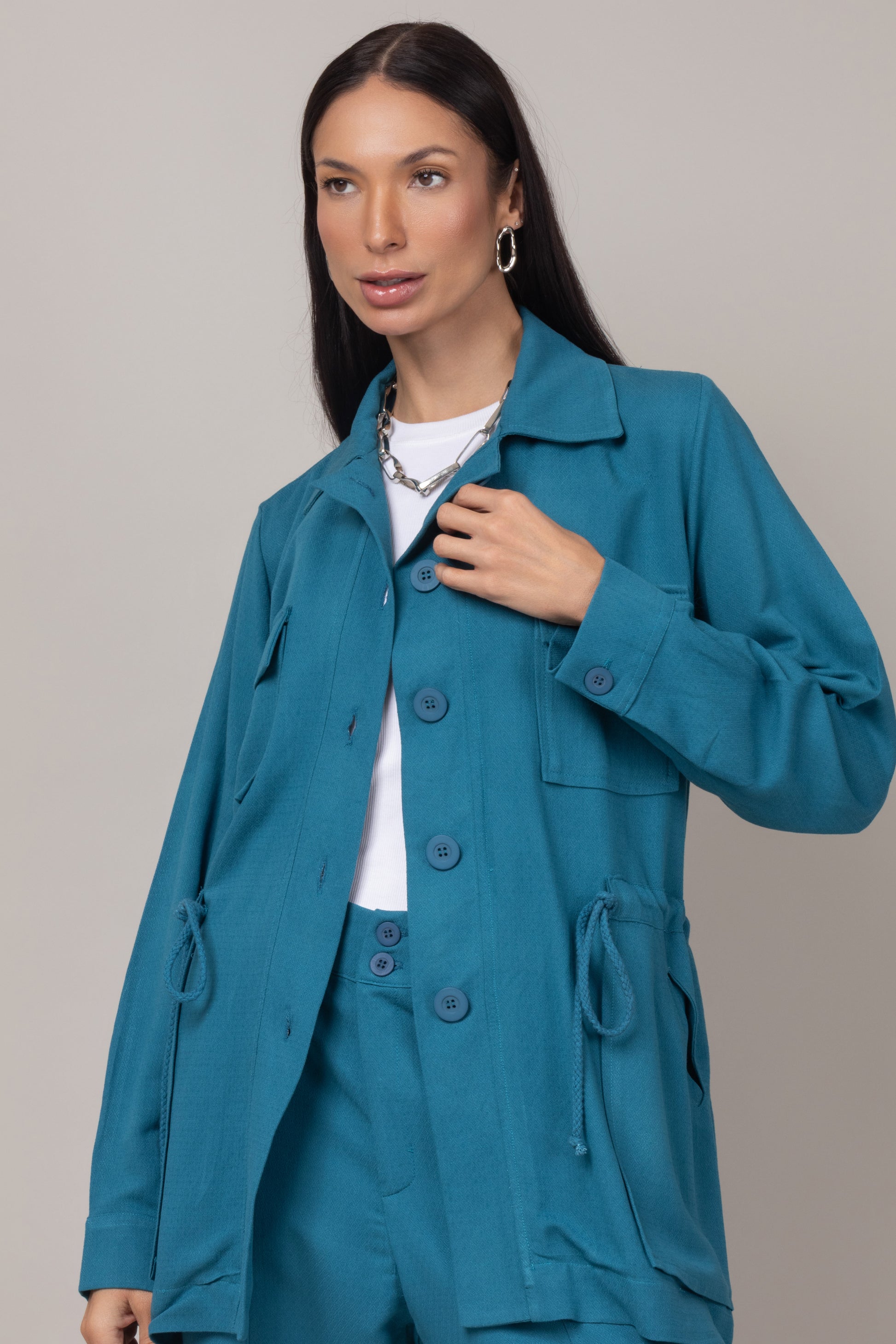 Parka com ajuste na cintura