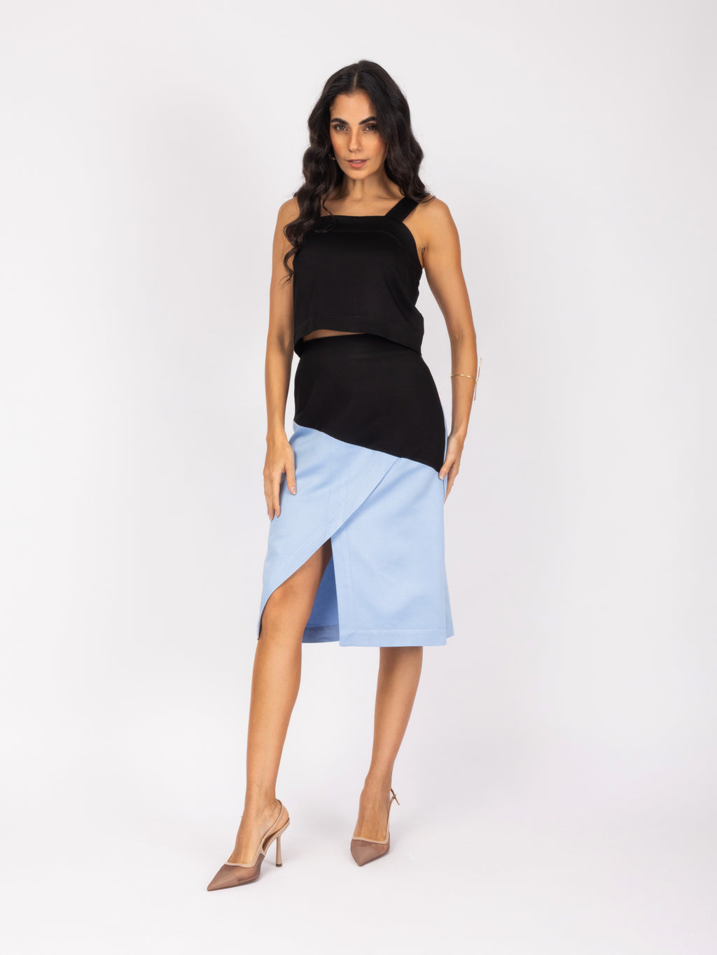 Conjunto de saia lápis bicolor