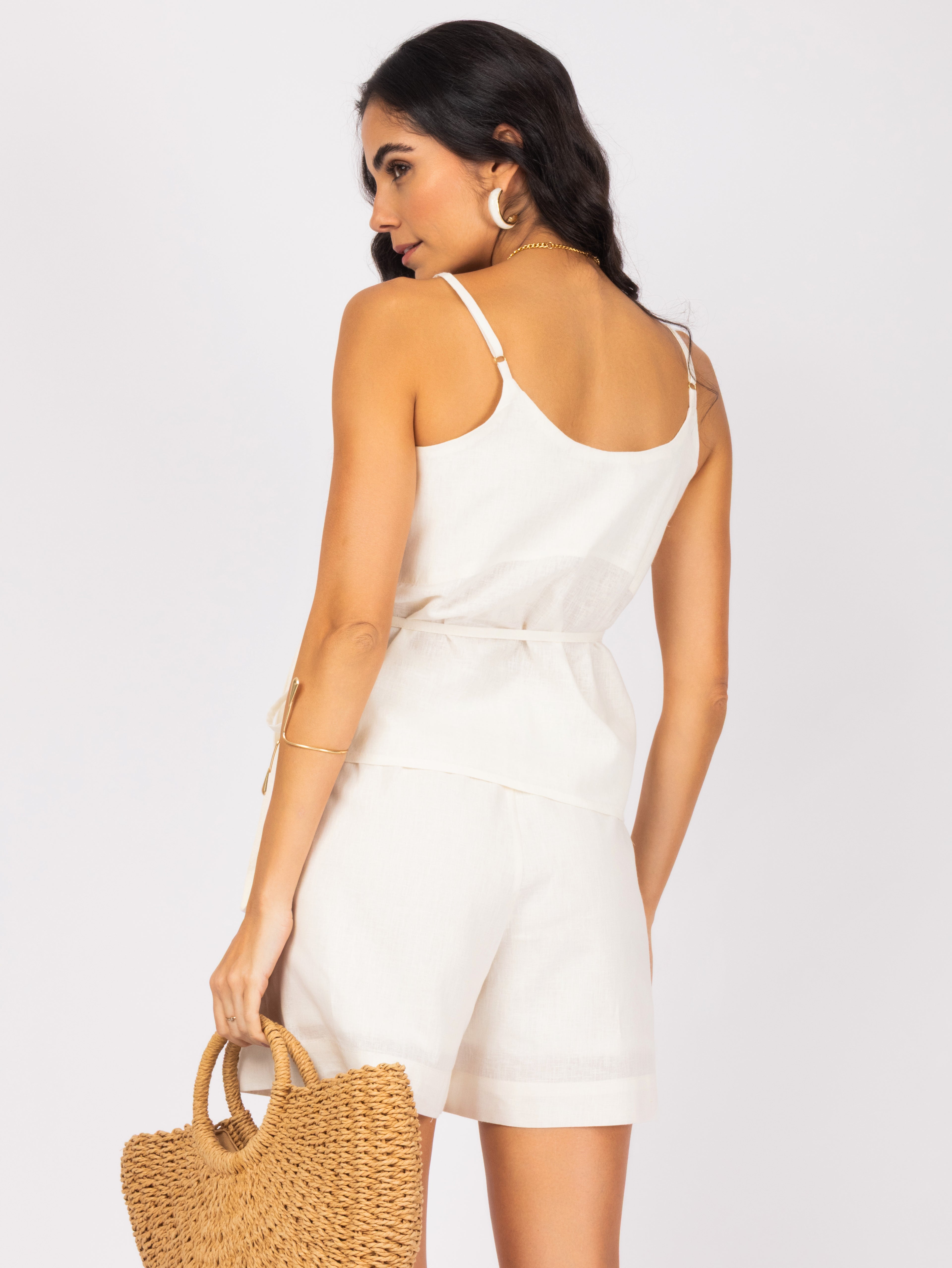 Conjunto linho com amarração na cintura