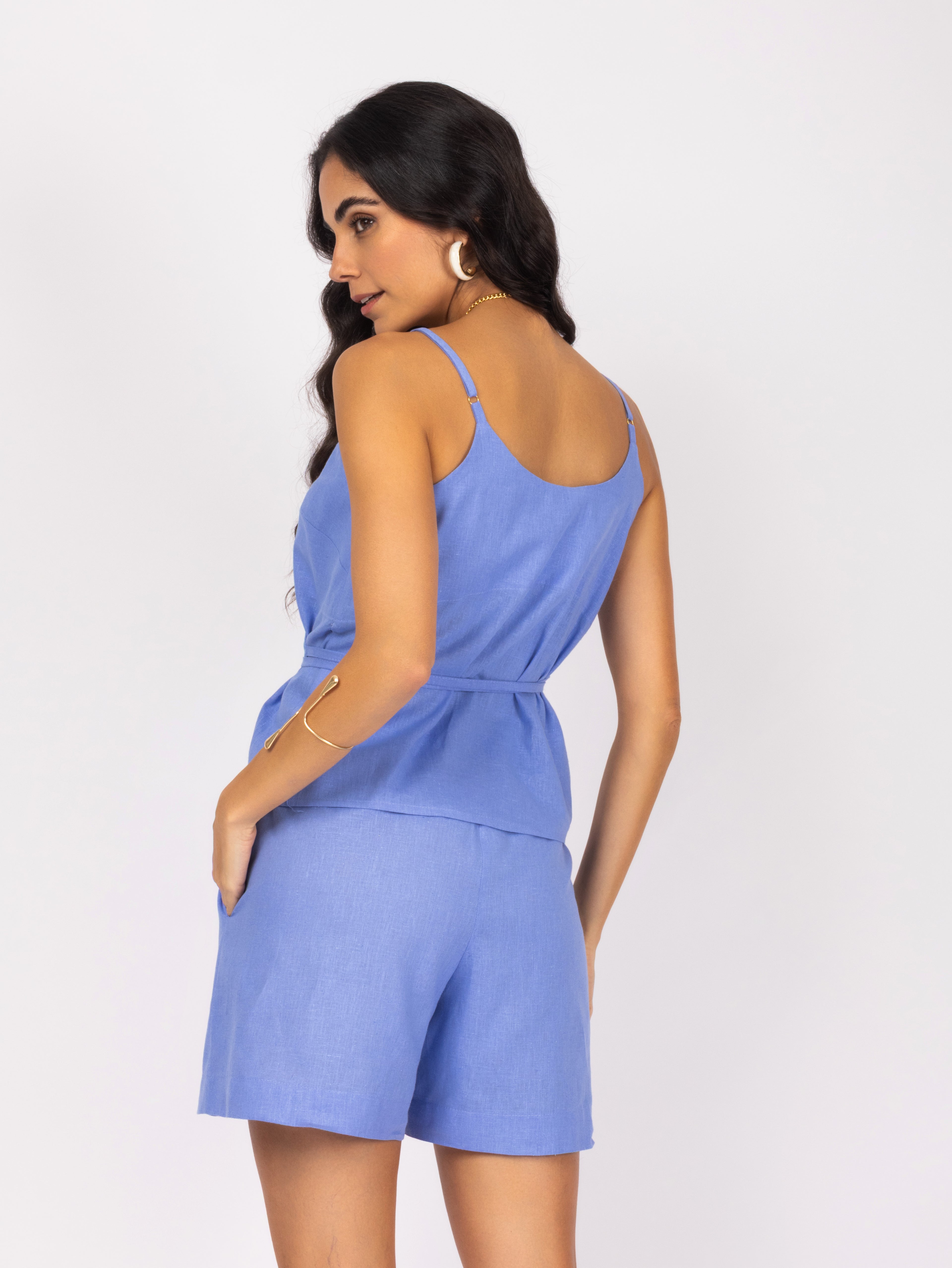 Conjunto linho com amarração na cintura