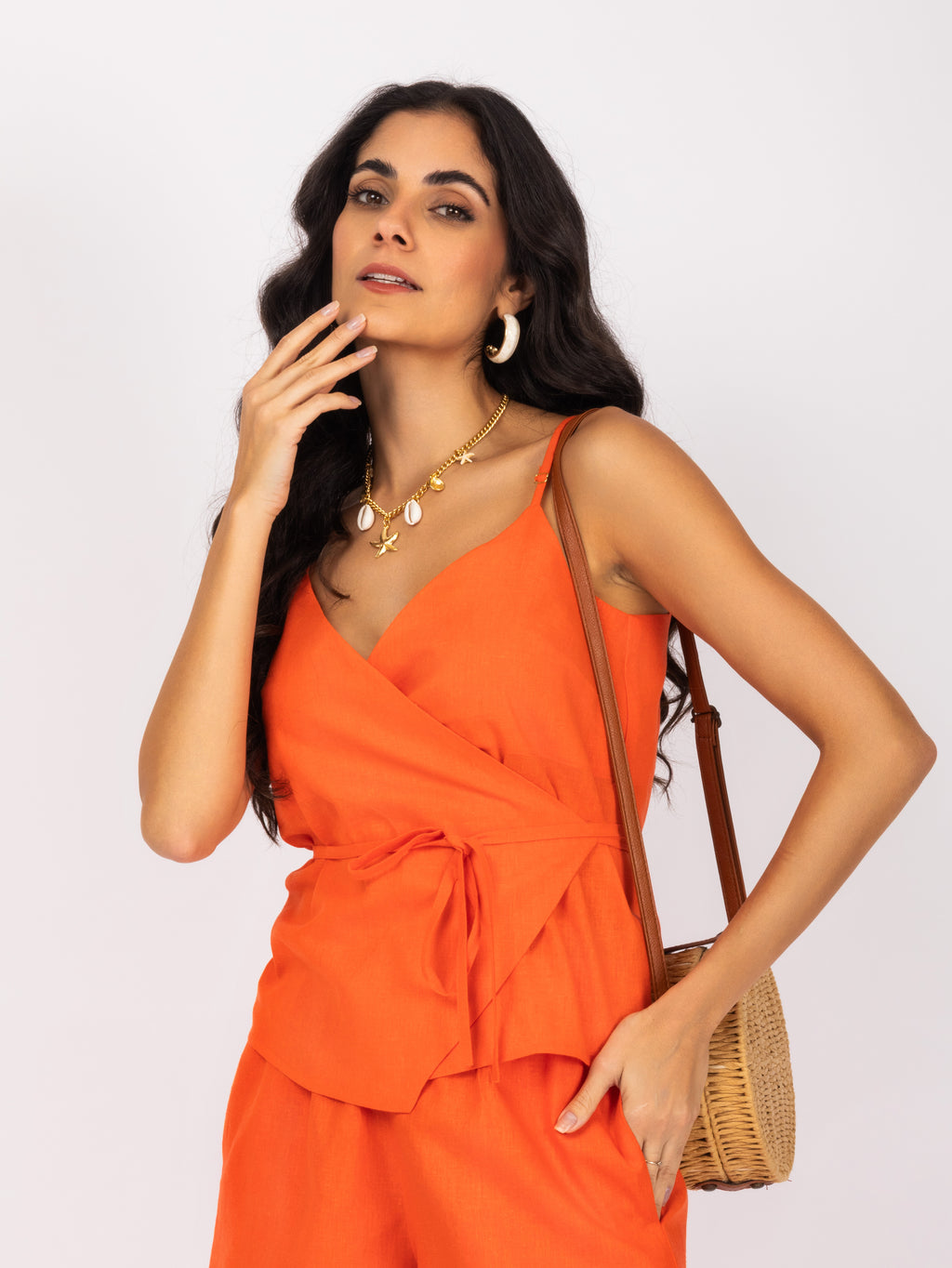 Conjunto linho com amarração na cintura