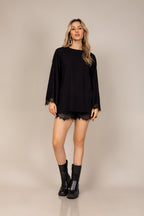 Conjunto de blusa e short em renda