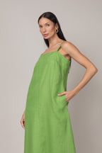 Vestido midi de linho