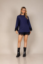 Conjunto de blusa e short em renda