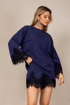 Conjunto de blusa e short em renda