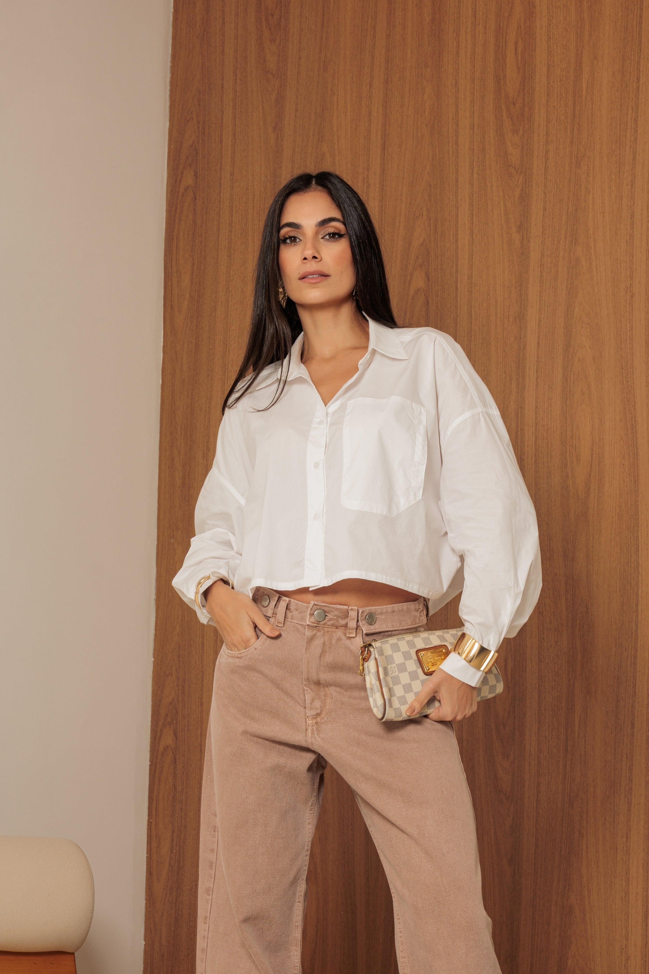 Calça boyfriend sarja