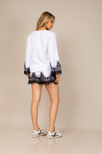 Conjunto de blusa e short em renda