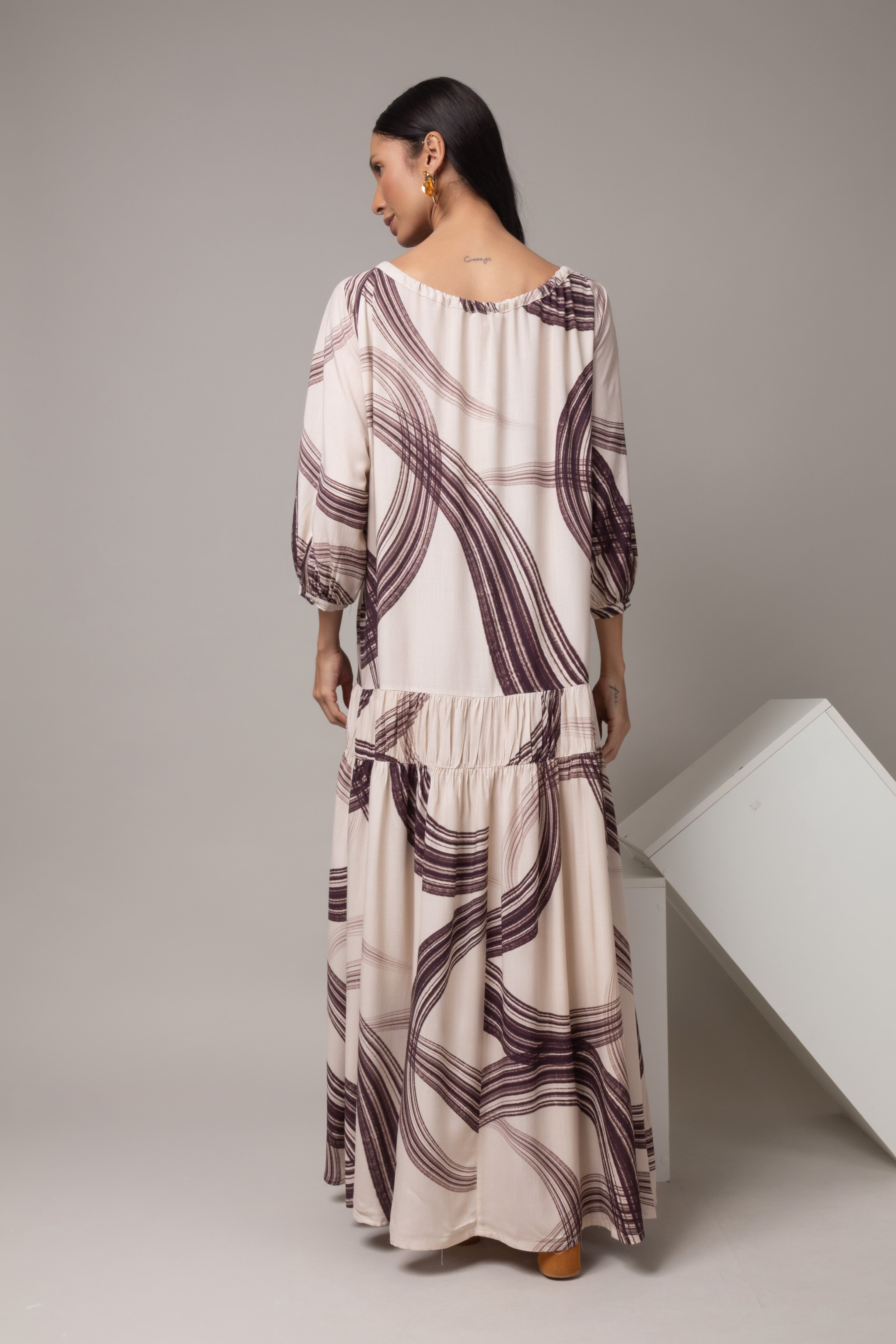 Vestido longo estampado boho
