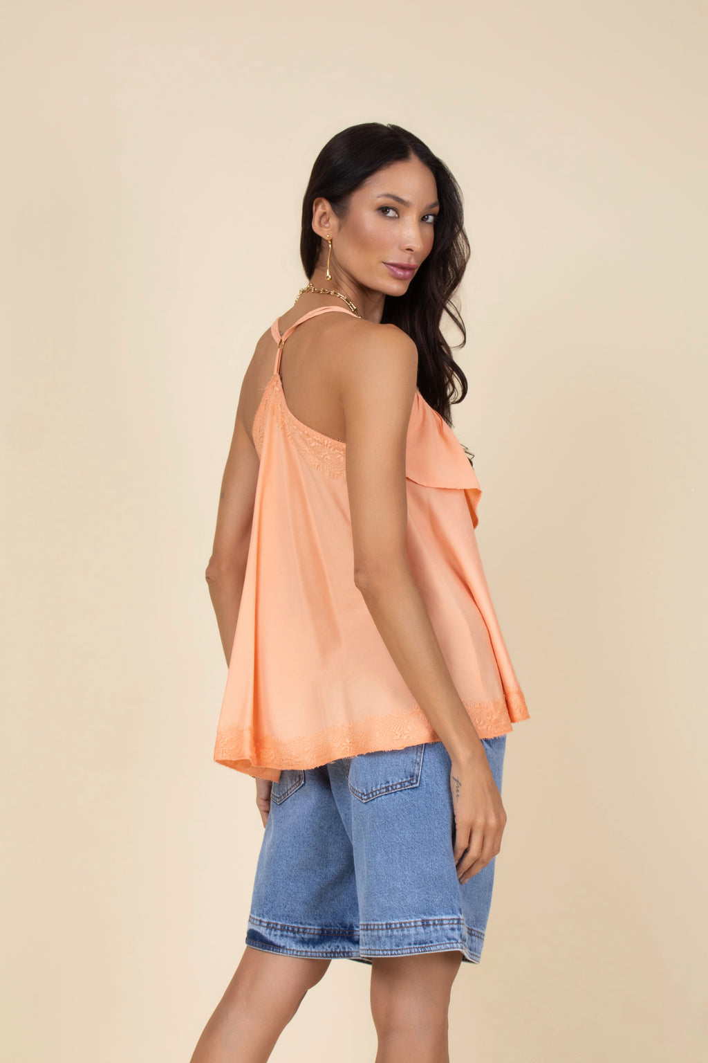 Blusa de alça com babado