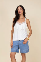 Blusa de alça com babado